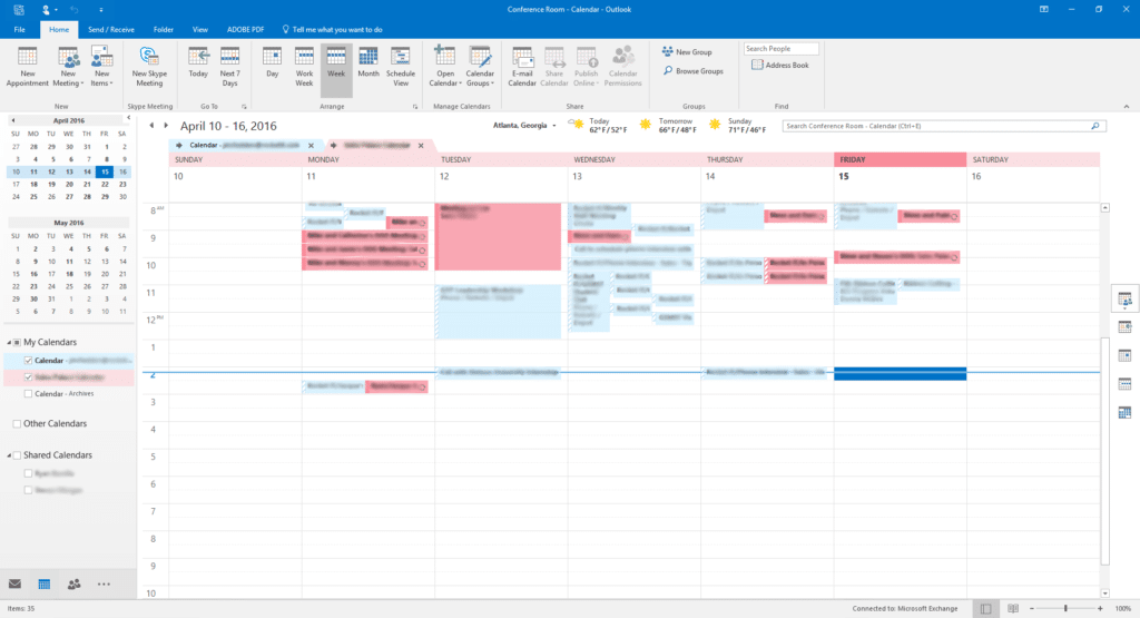 outlook 2016 - calendar scheduling function screenshot