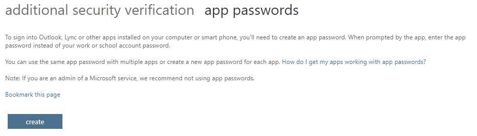 additional security verification app passwords