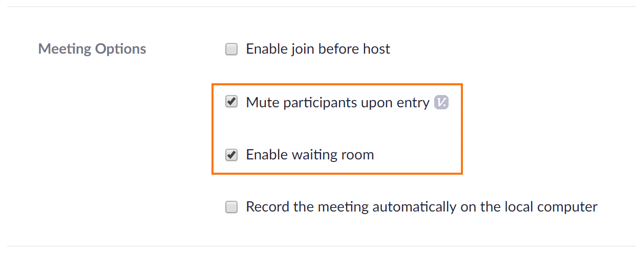 Zoom Meeting Settings - Mute Participants & Enable Waiting Room