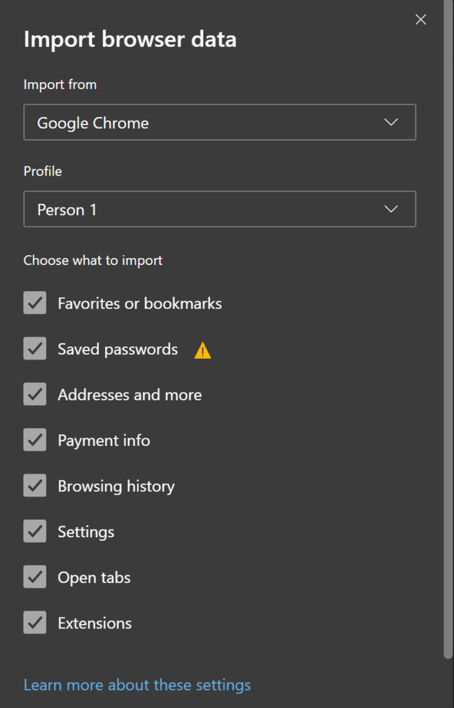 How to import browser data in Edge
