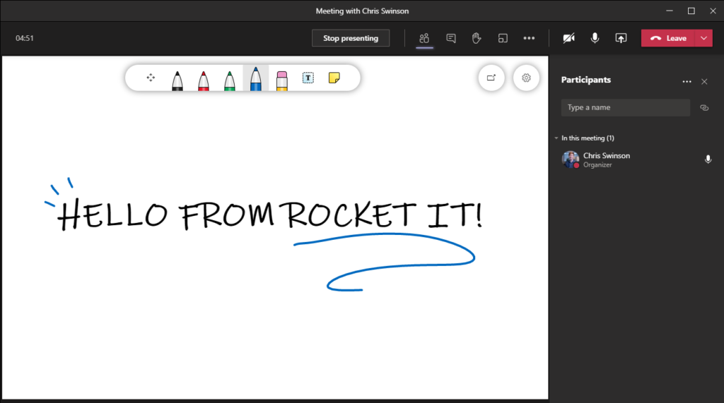 example of Microsoft Teams Whiteboard feature