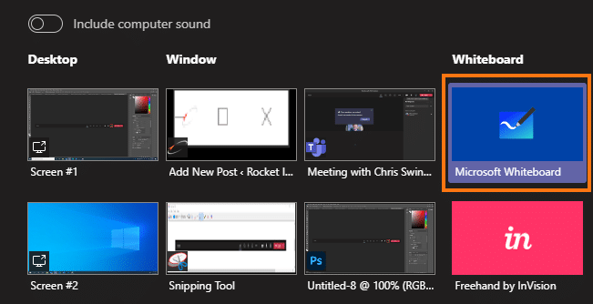 Microsoft Teams Whiteboard feature